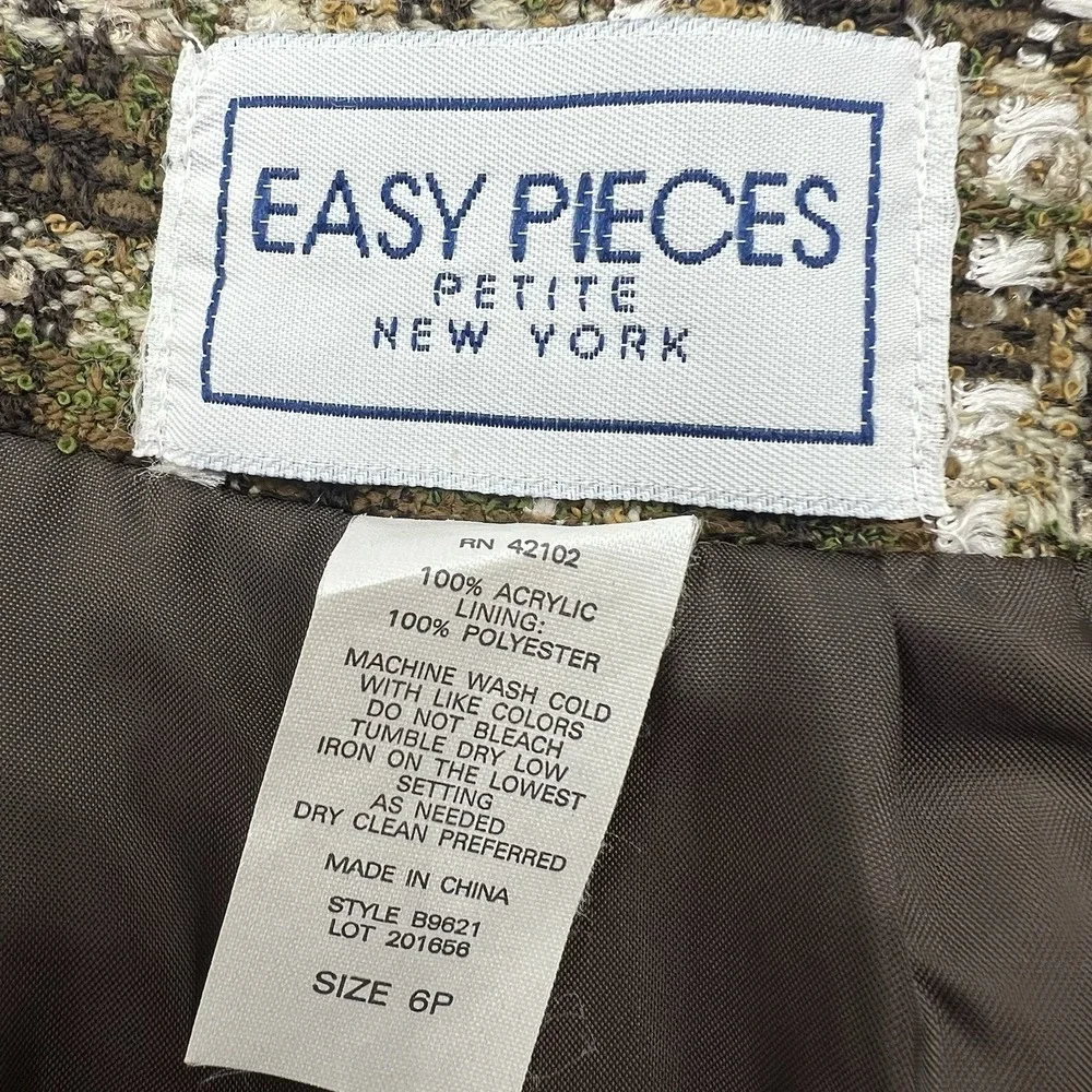 Easy Pieces New York Women Brown Acrylic‎ Polyester Skirt Size 6 Petite Bow